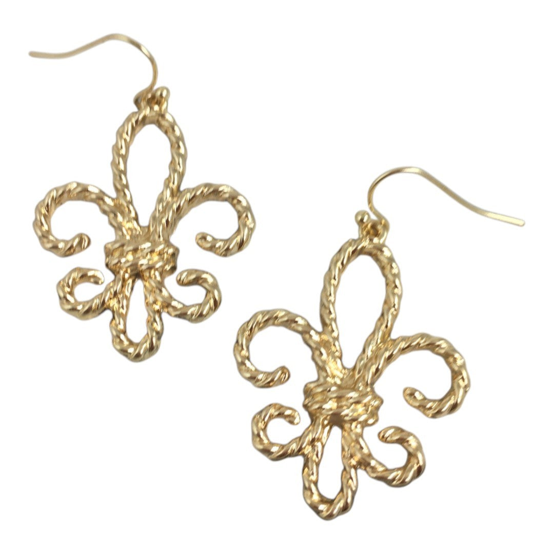 Textured fleur de lis earrings