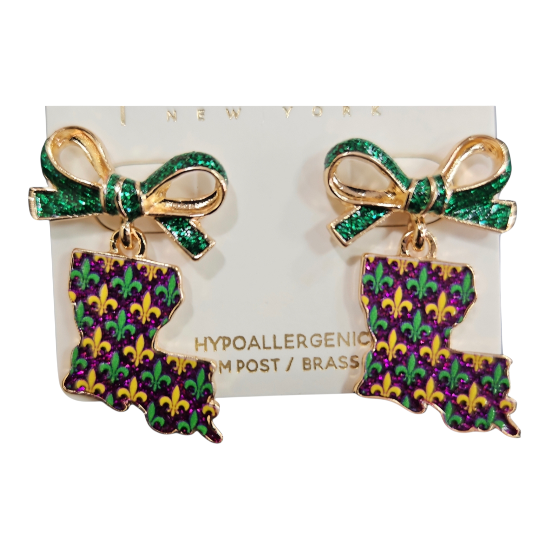 Louisiana Mardi Gras earrings