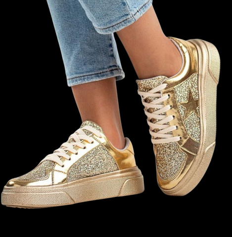 Metallic Gold Glitter sneakers