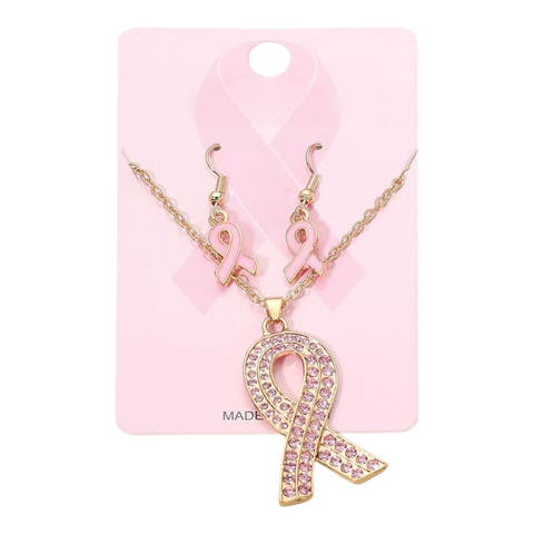 *SPECIAL BUY* Pink ribbon set *goldtone*