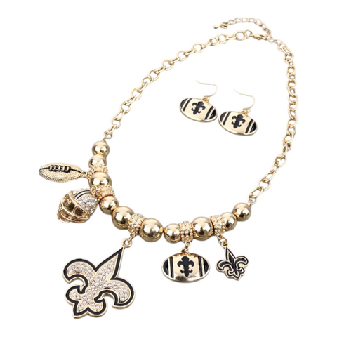 Gold charm necklace/earrings set style 2