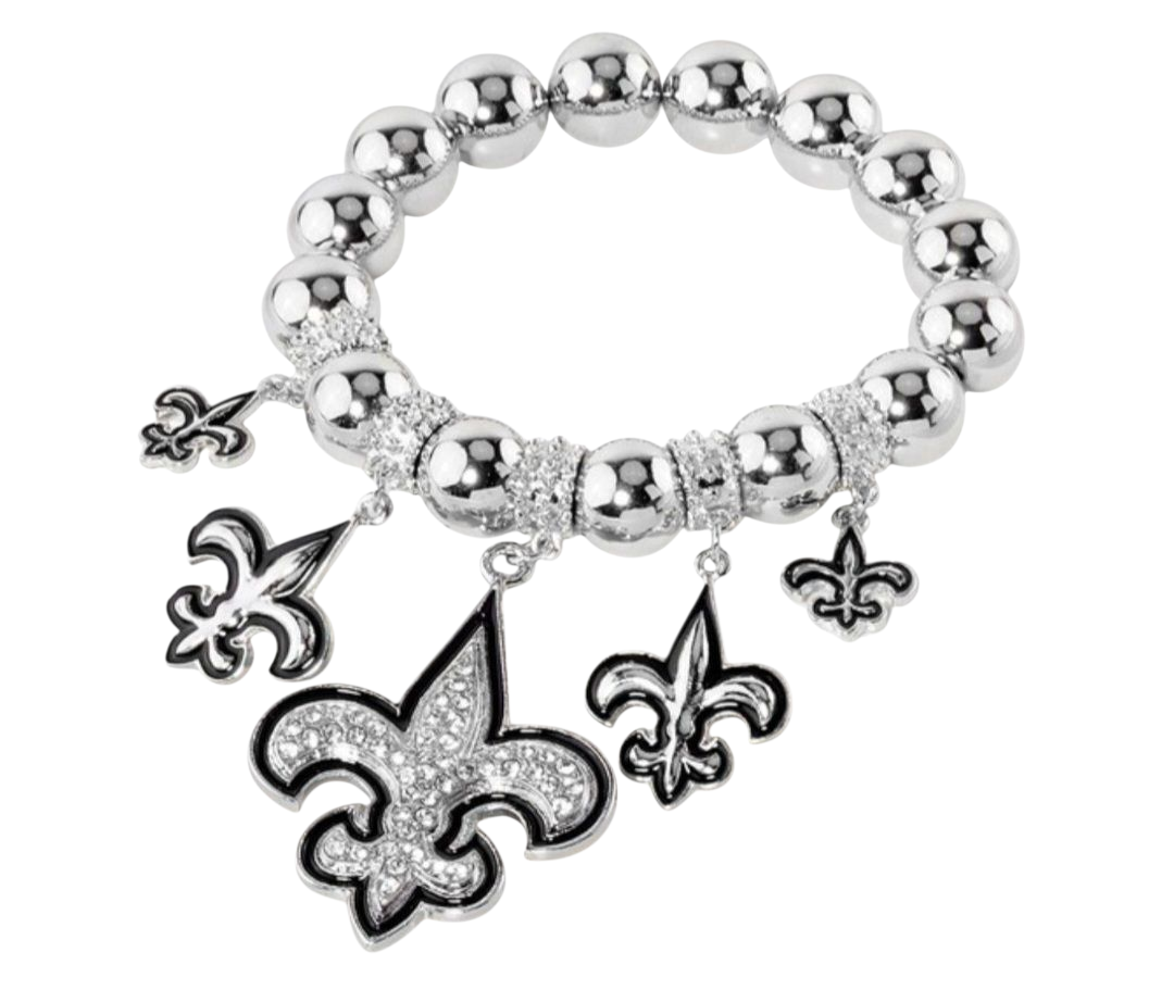 Silver fleur de lis charm bracelet
