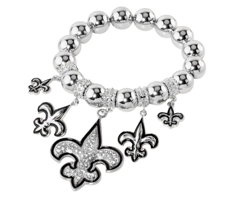 Silver fleur de lis charm bracelet