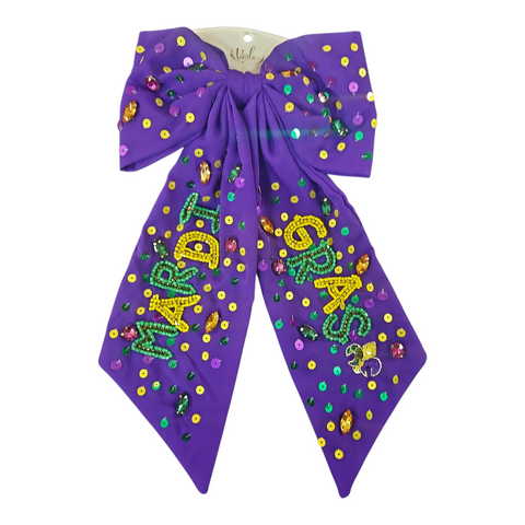 Large Mardi Gras hair bow