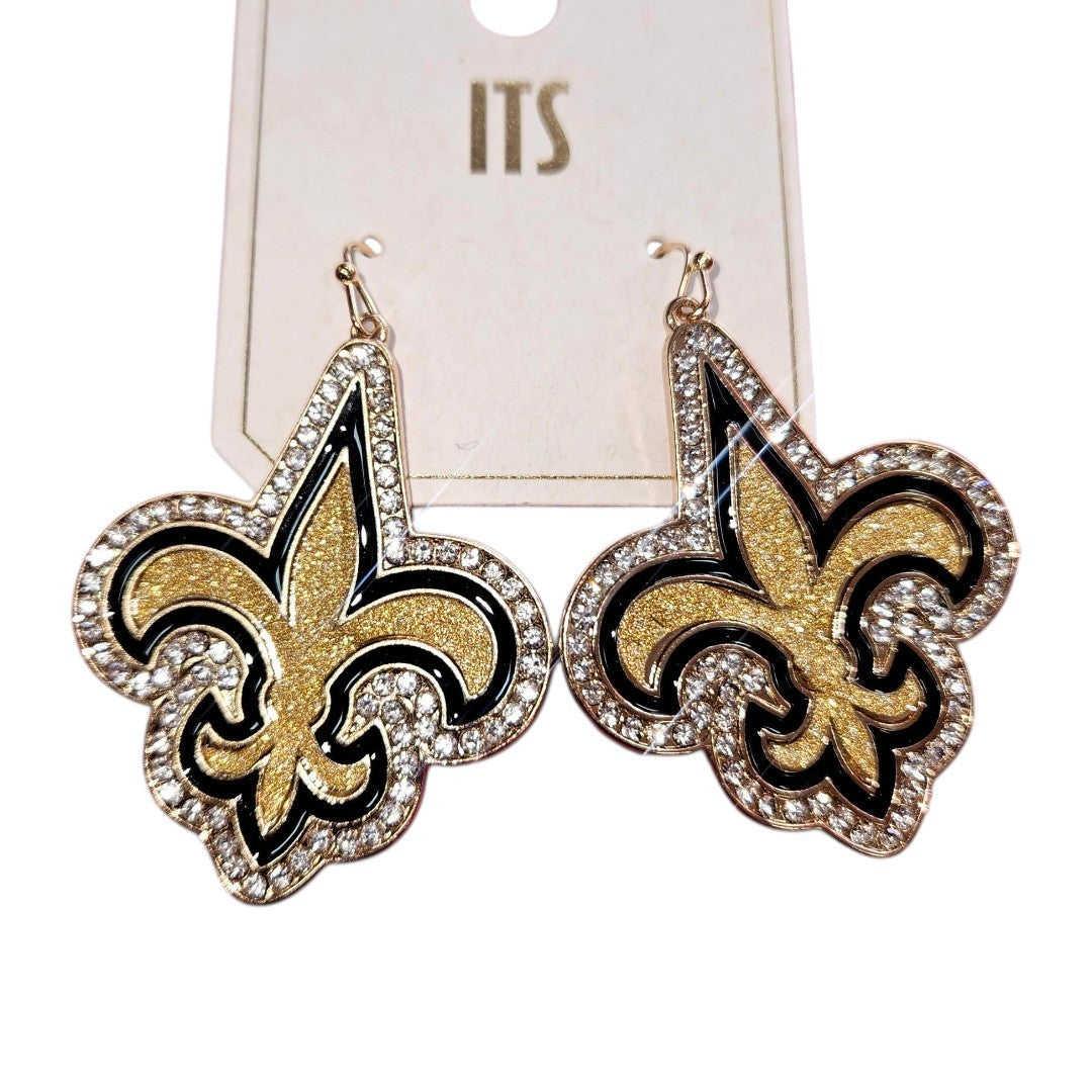 Large fleur bling earrings