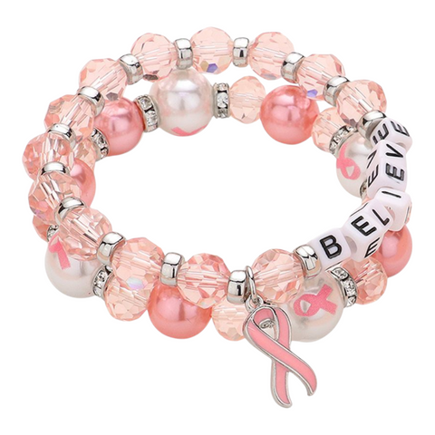 Pink believe charm bracelets