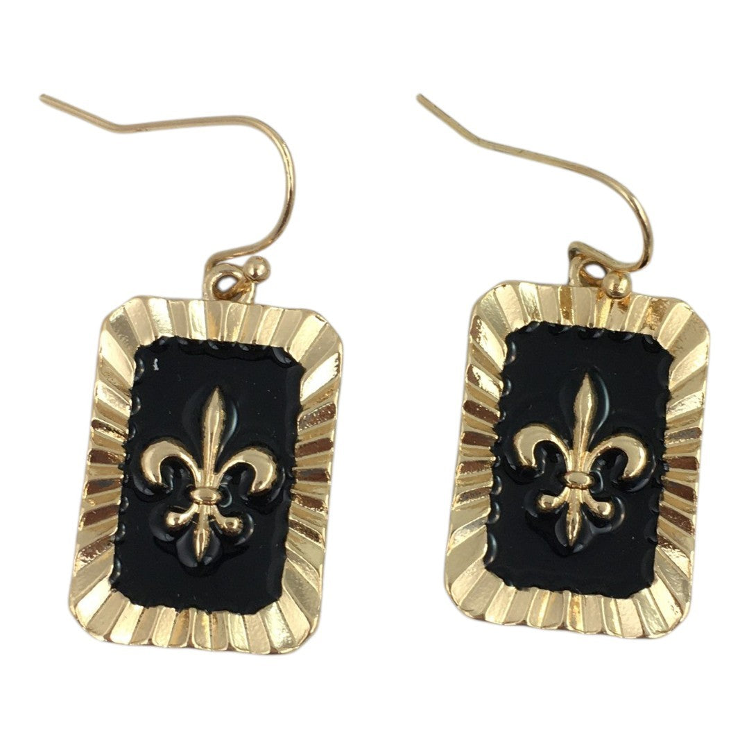 Fleur de lis rectangular earrings