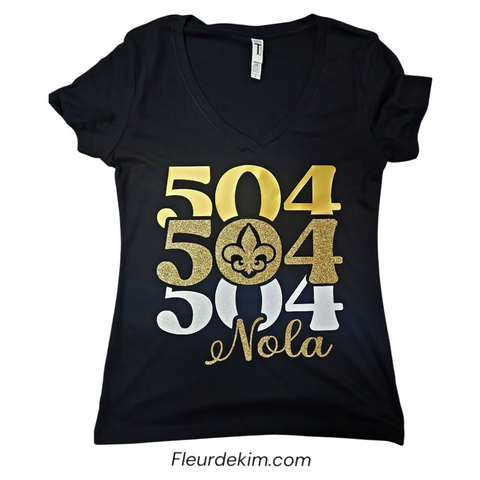 504 Nola black n gold tshirt