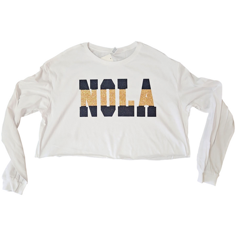 NOLA oversized long sleeve crop top tshirt