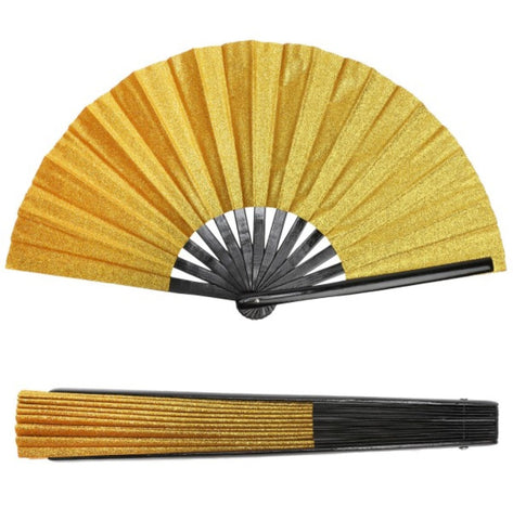 Gold (more of a yellow gold) glitter clack fan