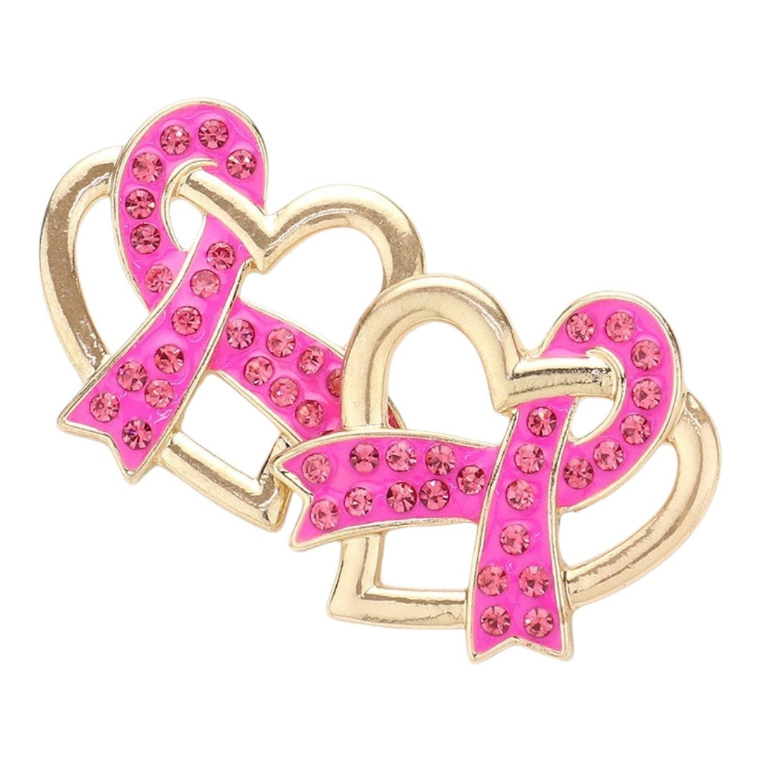 Pink ribbon earrings
