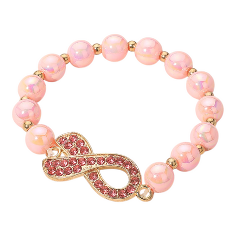 Pink ribbon bracelet *goldtone*