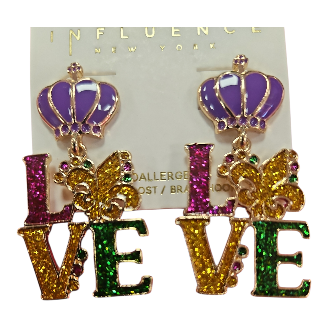 Mardi Gras Love earrings