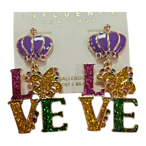 Mardi Gras Love earrings