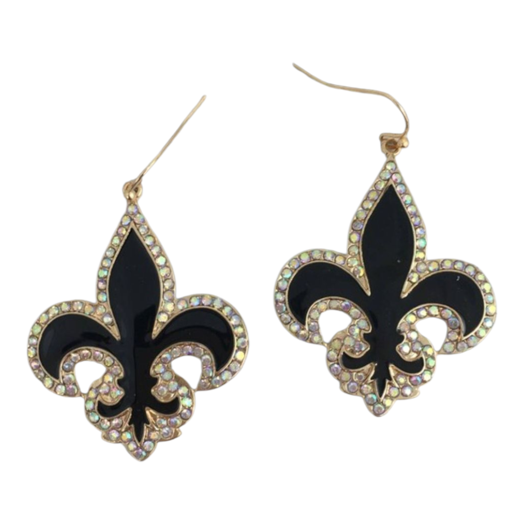 Fleur de lis bling trim earrings