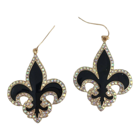 Fleur de lis bling trim earrings