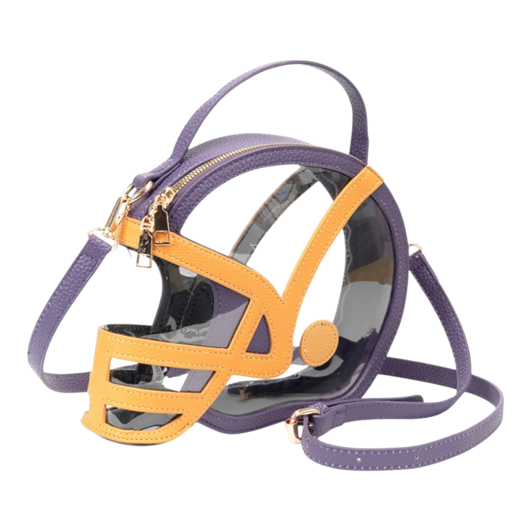 Purple/mustard helmet clear bag
