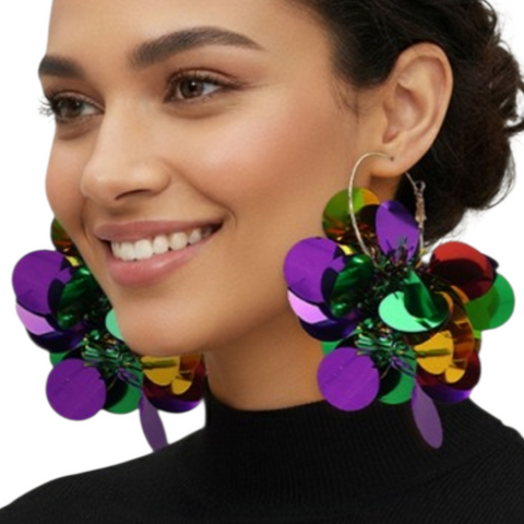 Mardi Gras sequin/tinsel earrings