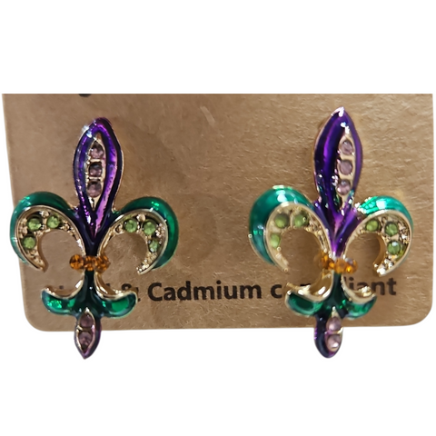 Fleur de lis Mardi Gras earrings