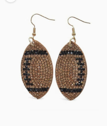 Puffy bling football earrings