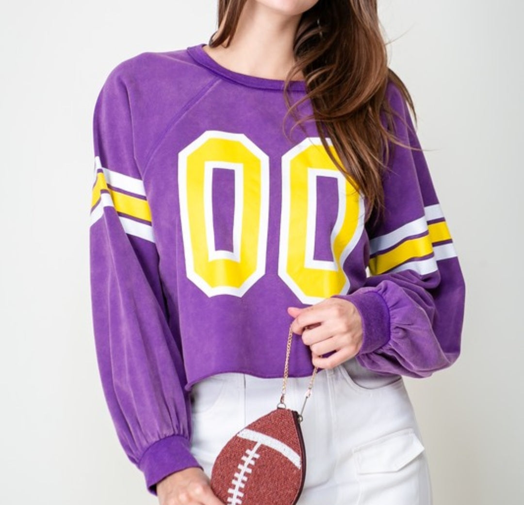 Oversized varsity sweatshirt (purple)