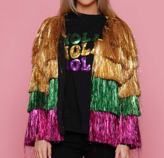 Mardi Gras Supreme fringe cardigan