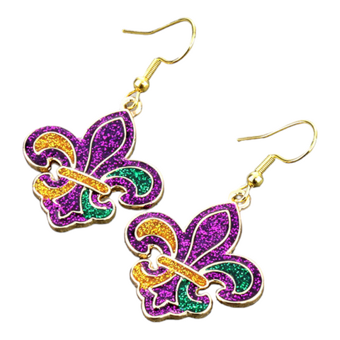 Fleur de lis Mardi Gras earrings