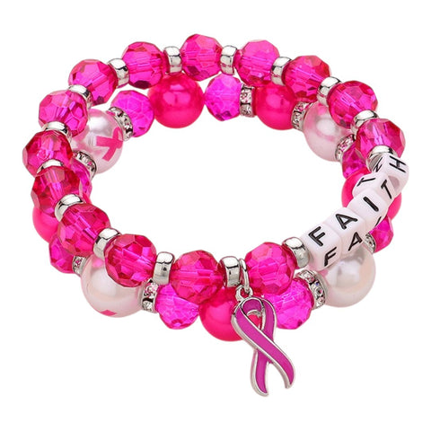 Pink faith charm bracelets