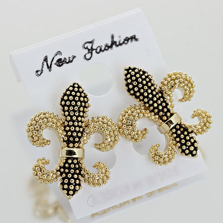 Gold/black textured earrings