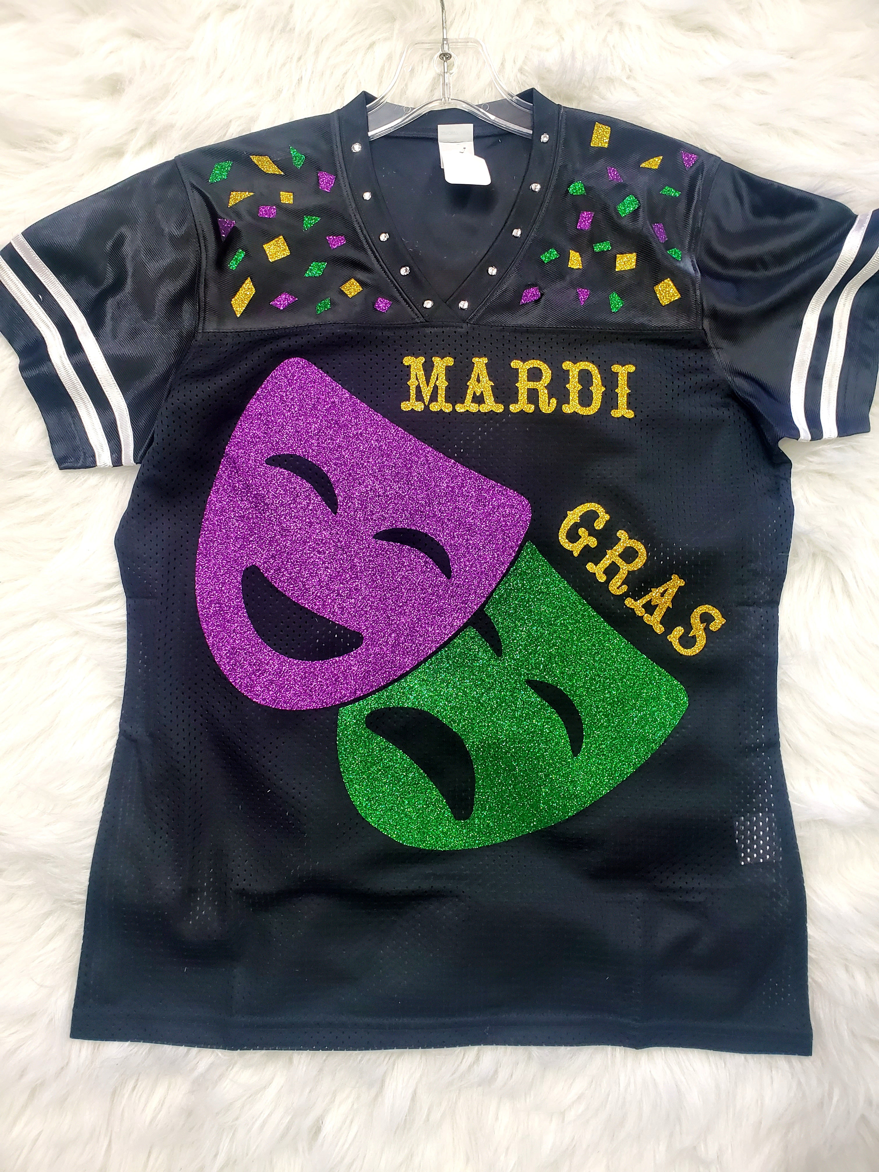 Mardi Gras jersey (ladies fit, runs small, go a size up)