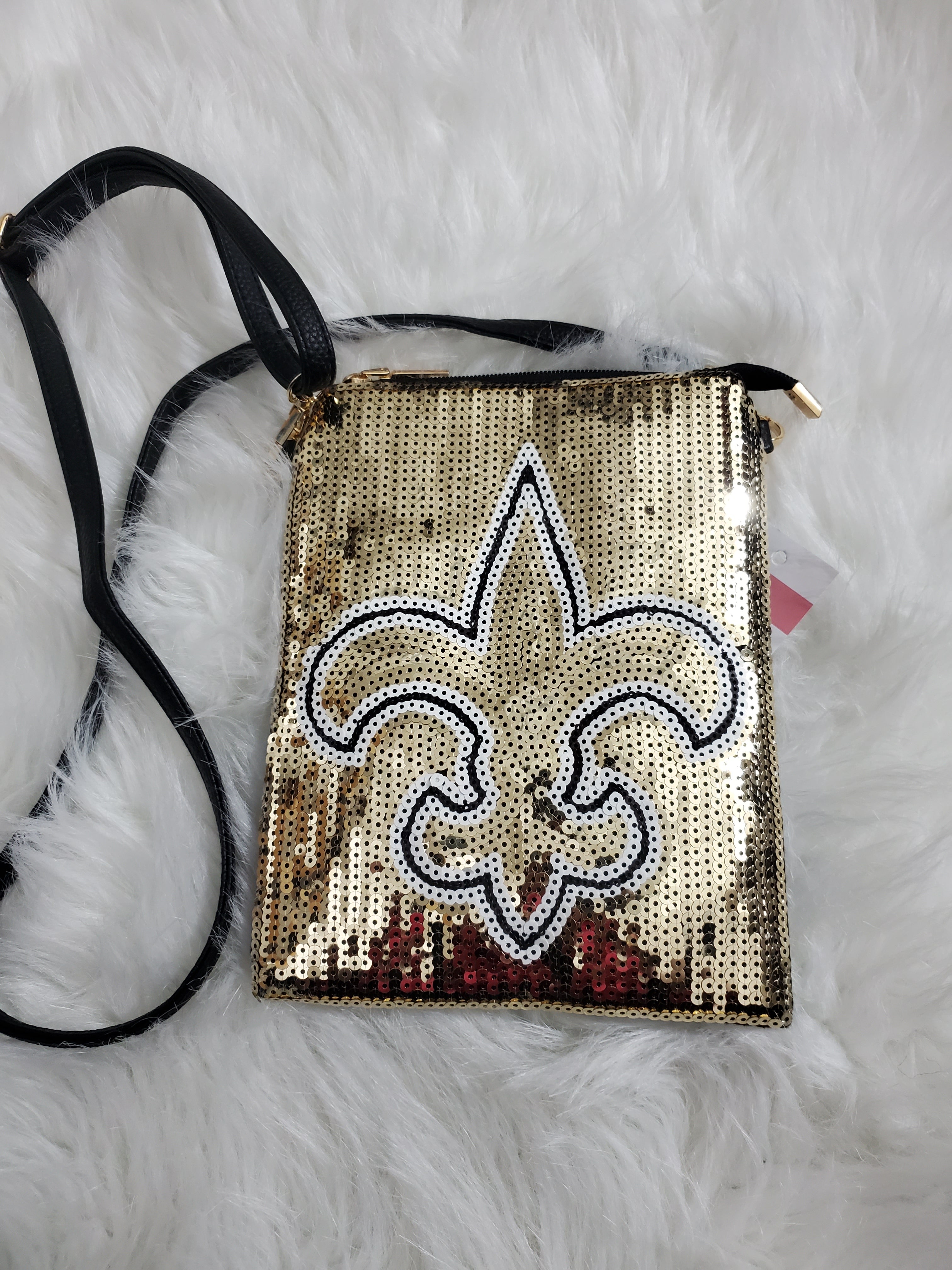 Gold Sequin fleur de lis crossbody purse Fleur de Kim