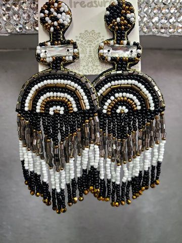 black/gold/white/pewter  rainbow earrings