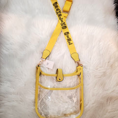Grambling Girl Large clear/yellow/black  crossbody bag with straps