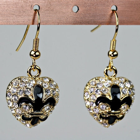 heart fleur de lis earrings