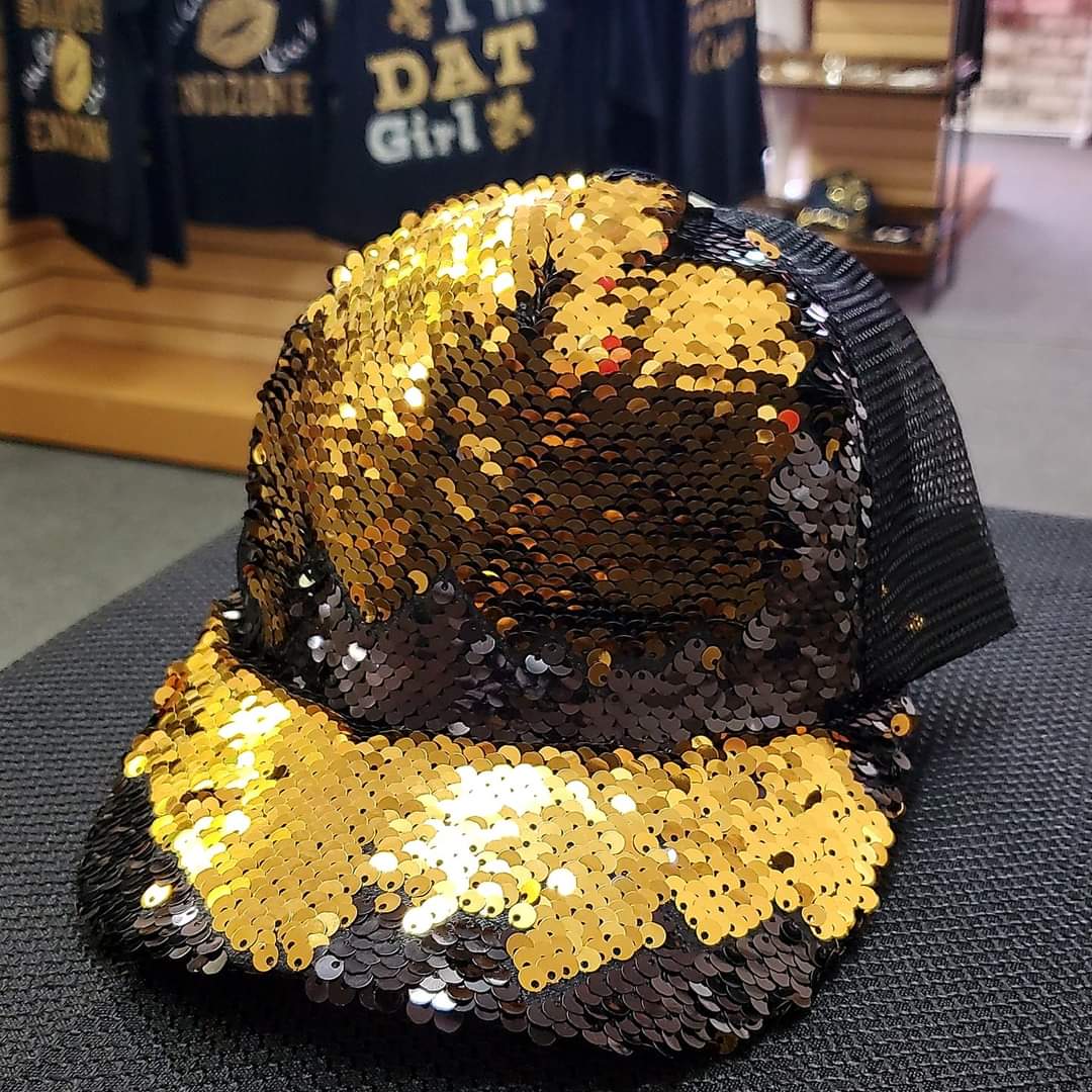 *Black n gold Sequin cap