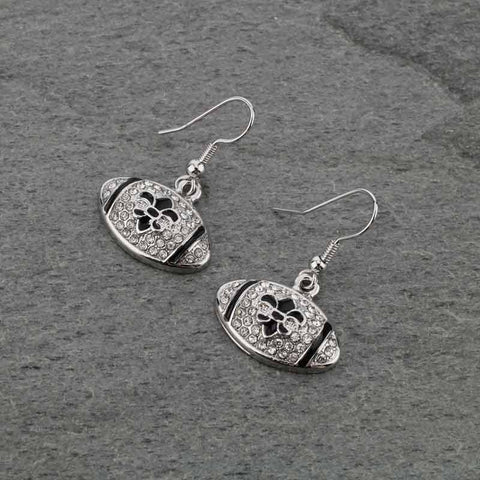 football fleur de lis earrings silver