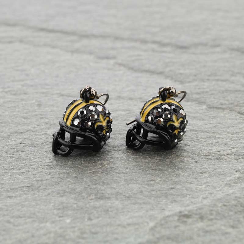 black helmet earrings