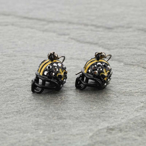 black helmet earrings