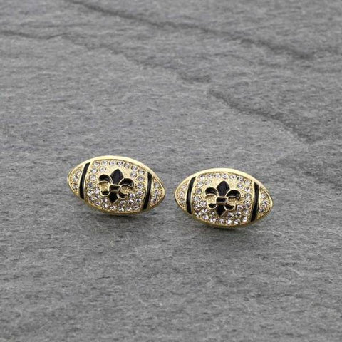 Football fleur de lis earrings gold studs