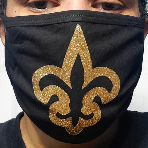 cotton soft masks glitter fleur de lis (elastic/fabric loops)