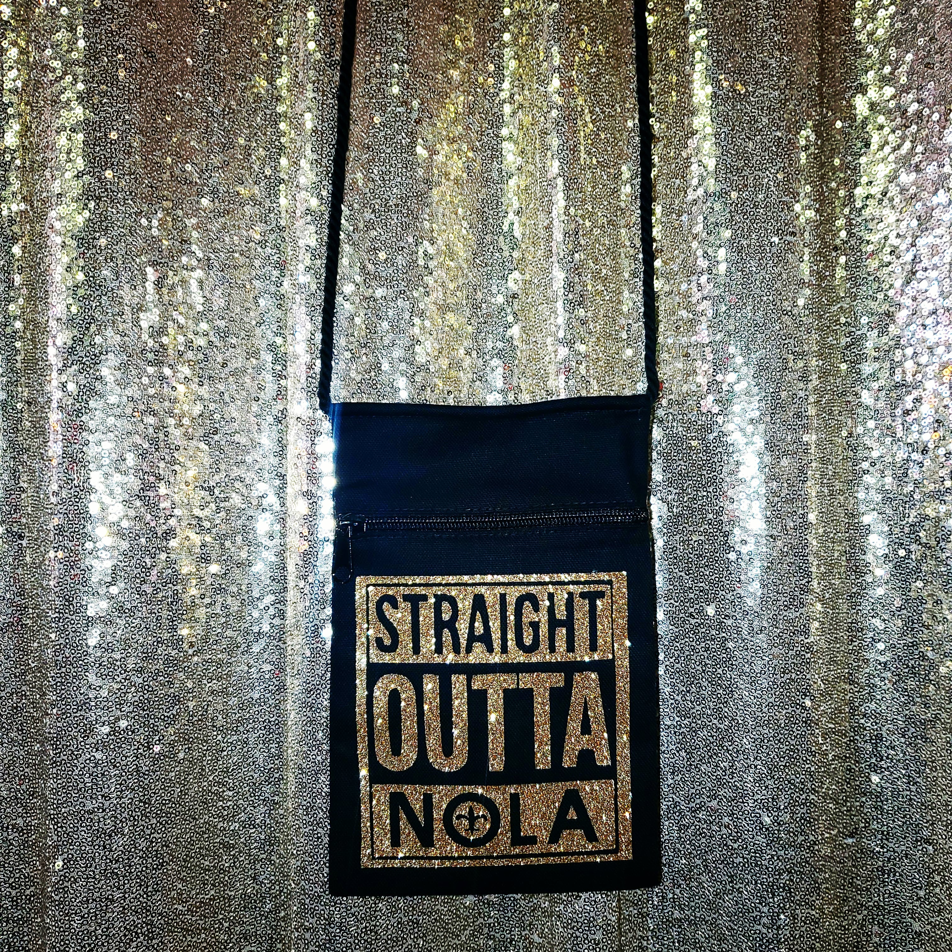 Straight outta Nola canvas bag GLITTER