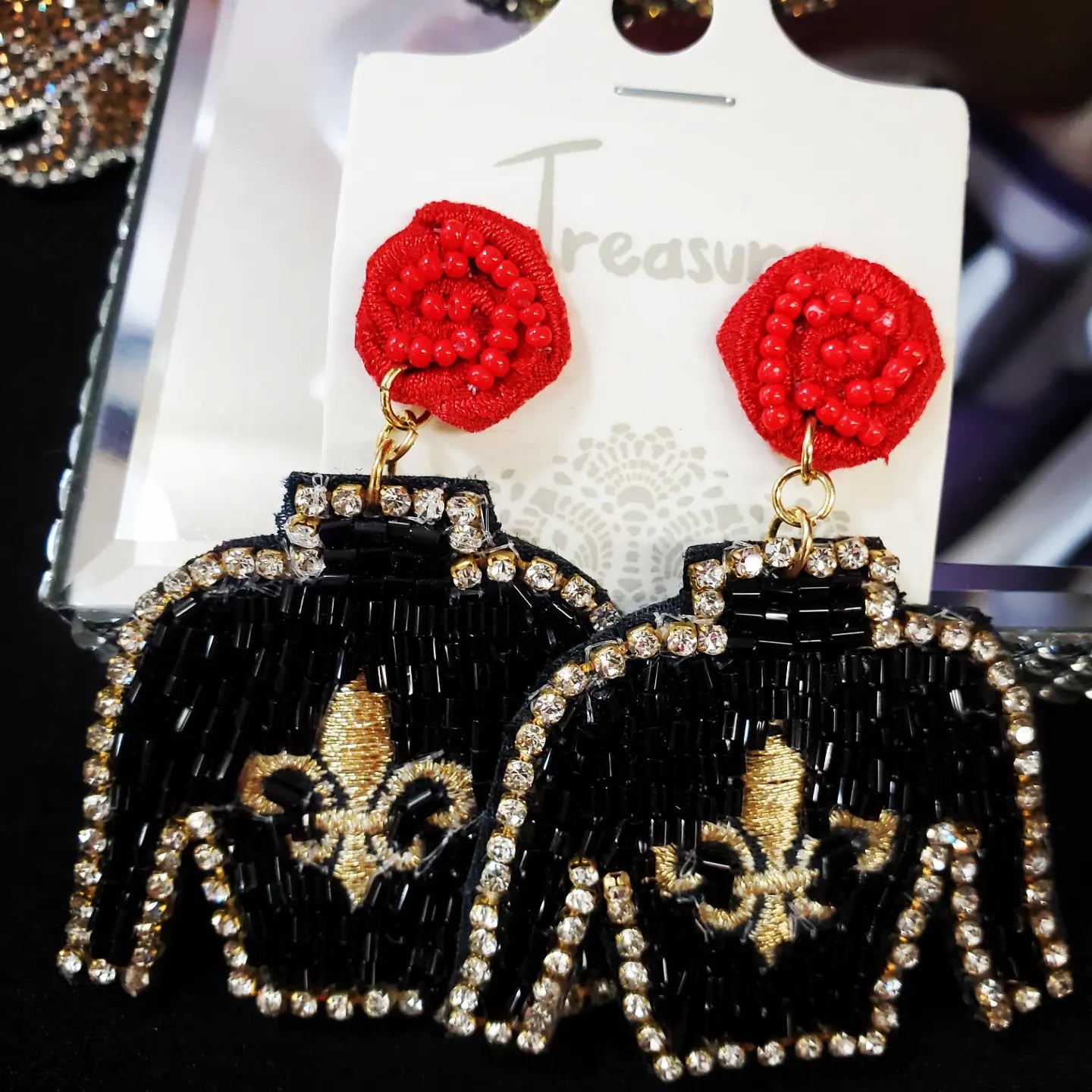 Fleur de lis jacket earrings