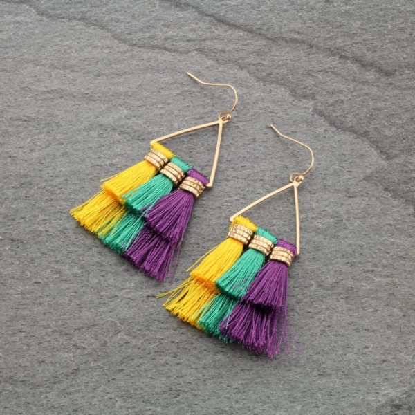 Mardi Gras tassel earrings