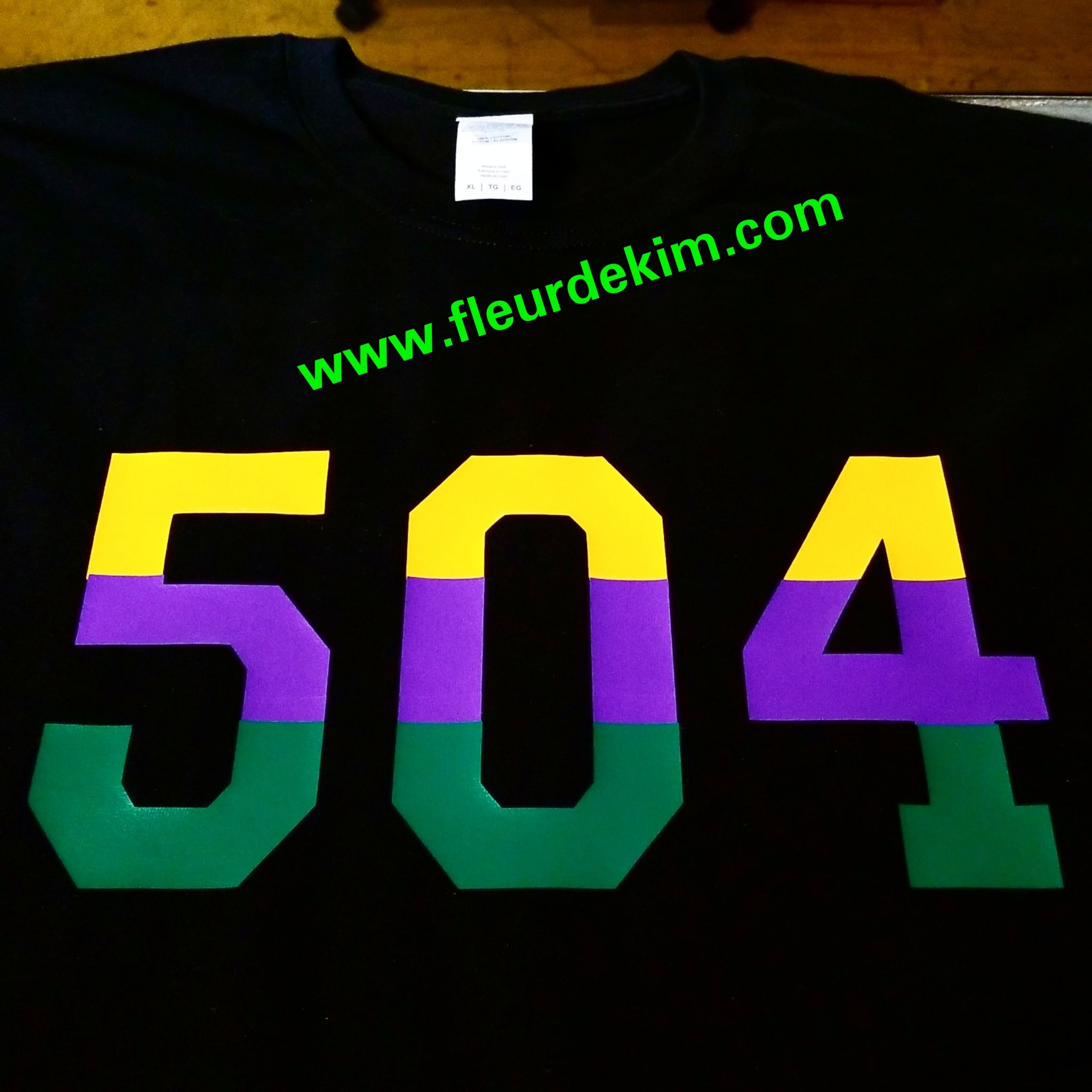 504 Mardi Gras tshirt (black) NO GLITTER