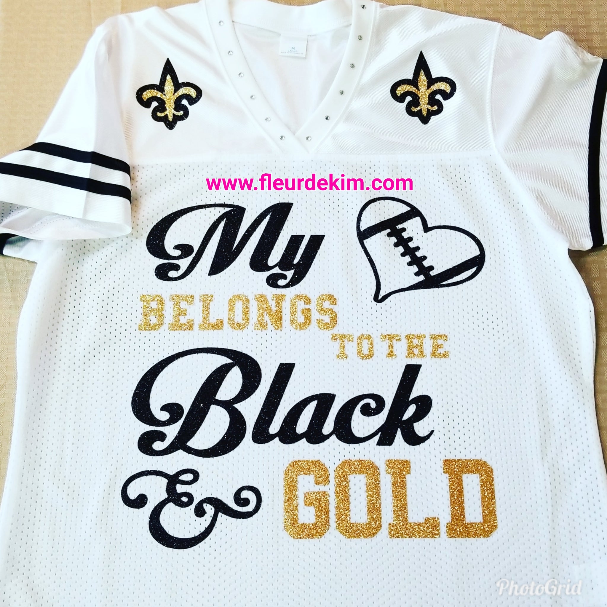 #bling jersey w/striped sleeves