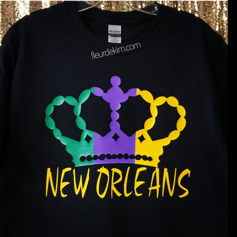 Crown Mardi Gras tshirts black