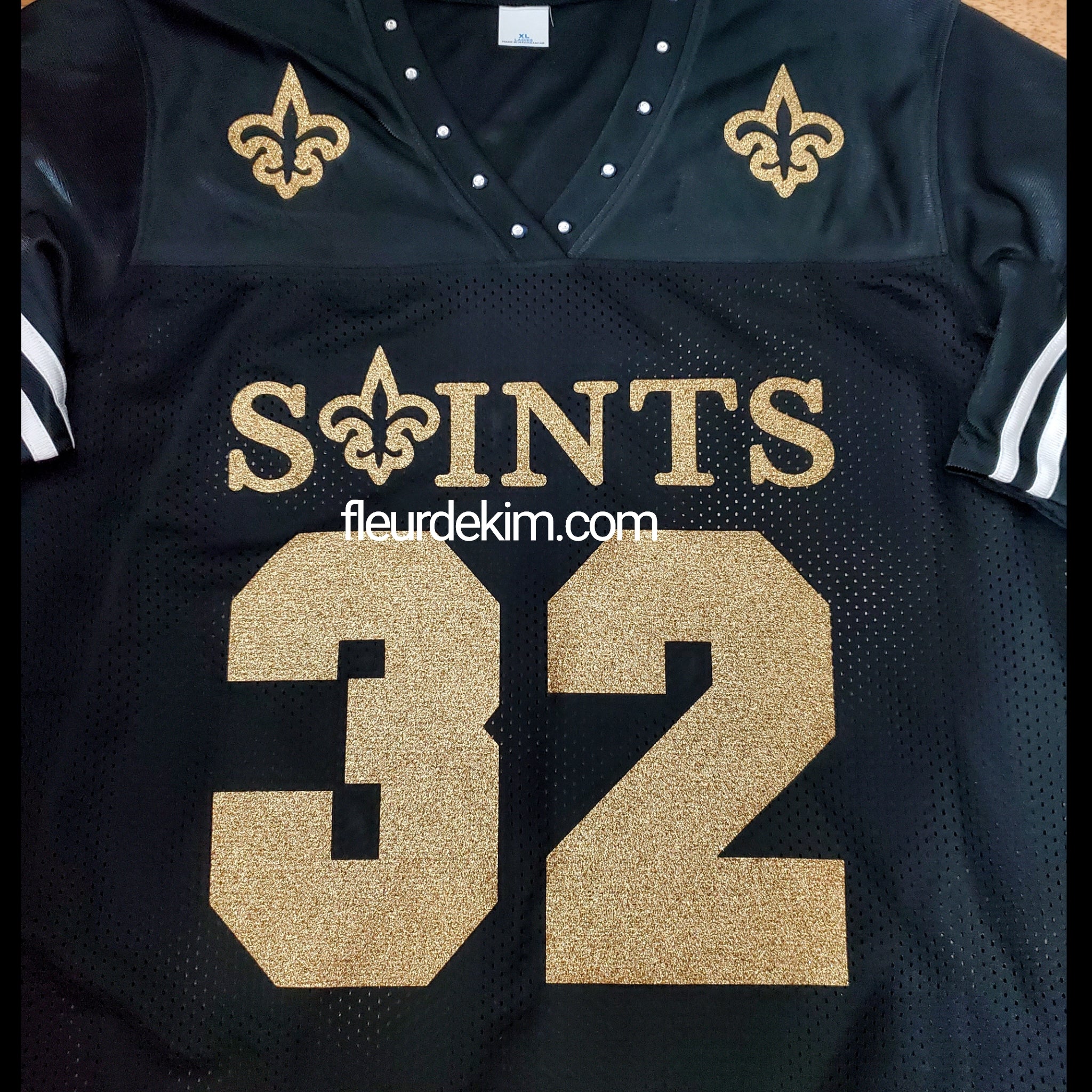 #32  bling jersey w/striped sleeves (runs small; order 1 size up)