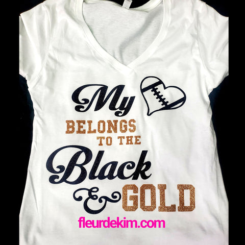 #My heart belongs the Black n Gold white