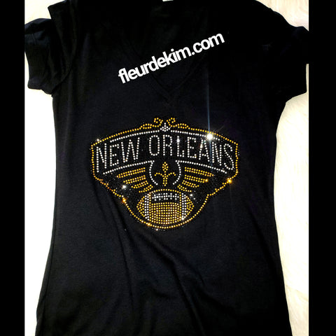 Bling rhinestone tshirt New Orleans