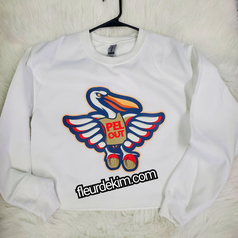 Pel Out logo "Oversized" white fleece crop